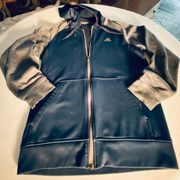 Adidas Men’s Climawarm Hoodie/Jacket size Medium color Navy Blue and Grey - Picture 8 of 15